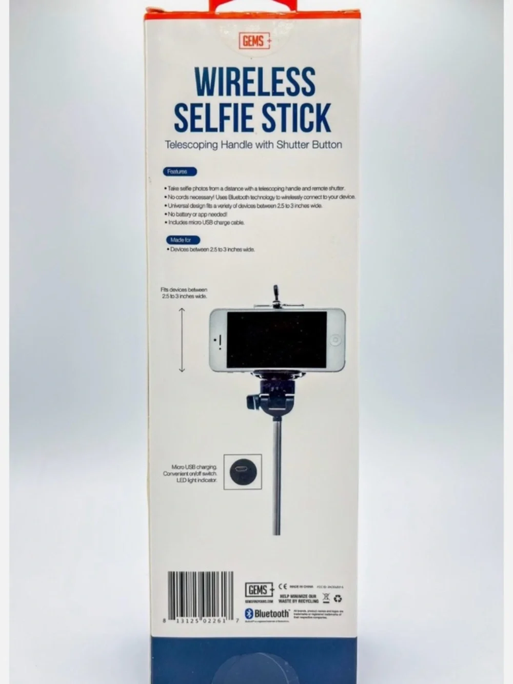 Wireless Selfie Stick with Pink Grip | brand new